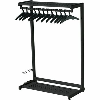 Quartet Single-Sided Rack w/Two Shelves, 12 Hangers, Steel, 48&quot; Wide, Black