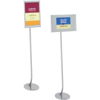 Quartet Designer Sign Stand, Steel, 11 x 17, Silver