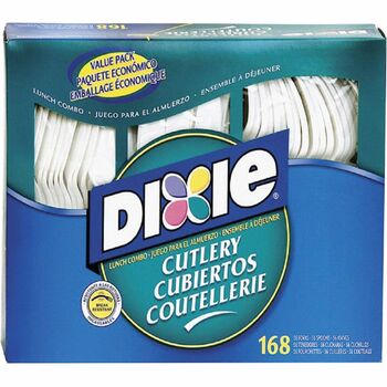 Dixie Disposable Cutlery Catering Kit (Knives,Forks,Spoons), Heavy Weight, Plastic, White, 168 Utensils/Box