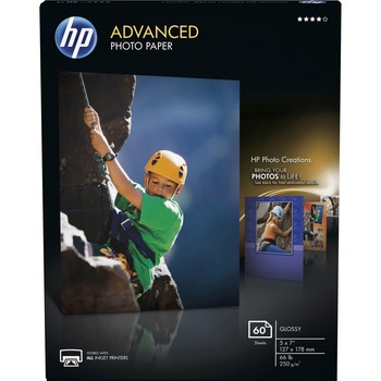 HP Advanced Photo Paper, Glossy, 56 lb, 5&quot; x 7&quot;, 60 Sheets/Pack