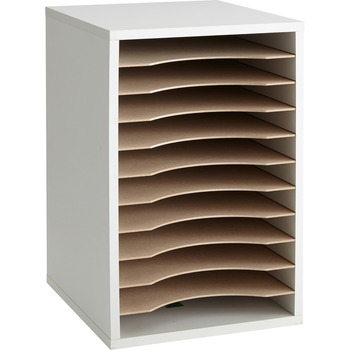 Safco Wood Vertical Desktop Literature Sorter, 11 Sections 10 5/8 x 11 7/8 x 16, Gray