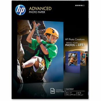 HP Advanced Photo Paper, Glossy, 56 lb, 8.5&quot; x 11&quot;, 50 Sheets/Pack