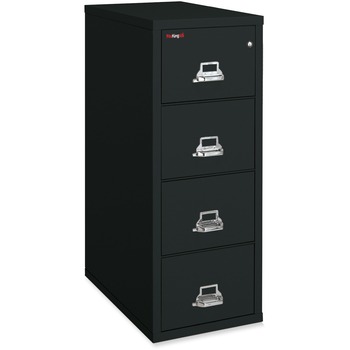 FireKing Four-Drawer Vertical File, 20-13/16w x 31-9/16d, UL 350&#176; for Fire, Legal, Black