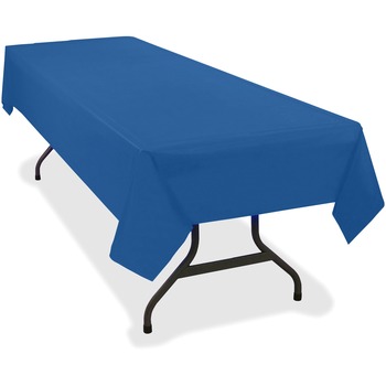 Tablemate Table Cover, Heavyweight Plastic, Rectangular, 108&quot; L x 54&quot; W, Blue, 6 Table Covers/Pack