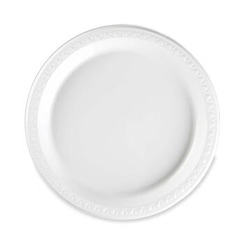 Tablemate Round Dinner Plates, Plastic, 7&quot;, White, 125 Plates/Pack