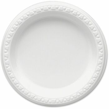 Tablemate Round Dinner Plates, Plastic, 6&quot;, White, 125 Plates/Pack