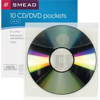 Smead Self-Adhesive CD/Diskette Pockets, 10/Pack