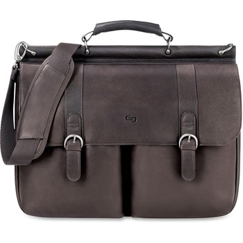Solo Executive Leather Briefcase, 16&quot;, 16 1/2 x 5 x 13, Espresso