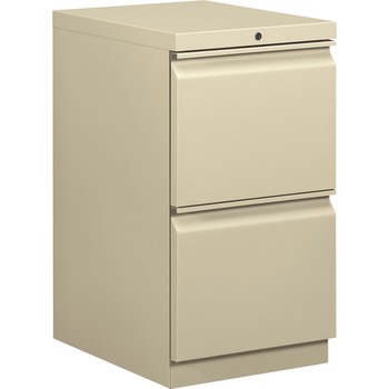 HON Efficiencies Mobile Pedestal File w/Two File Drawers, 19-7/8&quot;, Putty