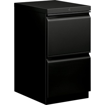 HON Efficiencies Mobile Pedestal File w/Two File Drawers, 19-7/8&quot;, Black