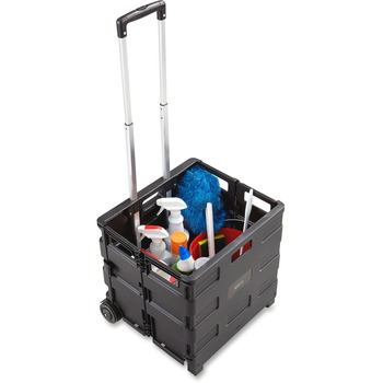 Safco Mayline Collapsible Mobile Storage Crate, 18 1/4 x 15 x 18 1/4 to 39 3/8, Black
