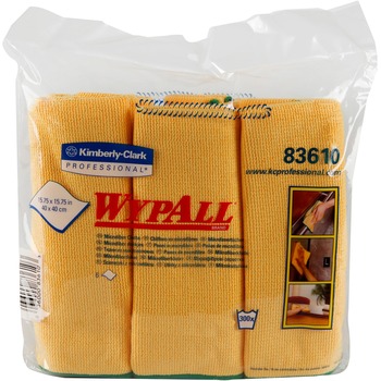 WypAll Reusable Microﬁber Cloths, 15.8” x 15.8”, Yellow, 6 Cloths/Pack