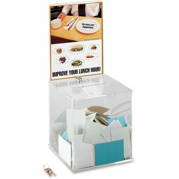 Safco Large Acrylic Collection Box, 9 1/4 x 9 1/4 x 21, Clear