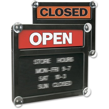 Headline Sign Double-Sided Open/Closed Sign w/Plastic Push Characters, 14 3/8 x 12 3/8