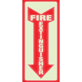 Headline Sign Glow In The Dark Sign, 4 x 13, Red Glow, Fire Extinguisher
