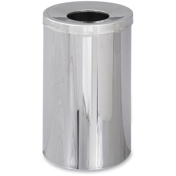 Safco Reflections Open-Top Receptacle, Round, Steel, 35gal, Chrome/Black