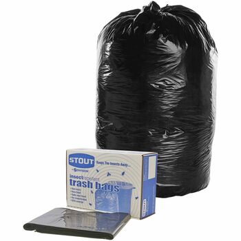 Stout Insect-Repellent Trash Bags, 30 Gallon, 33&quot; x 40&quot;, 2 mil, Black, 90 Bags/Carton