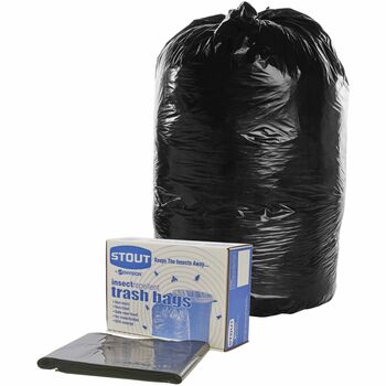 Stout Insect-Repellent Trash Garbage Bags, 35gal, 2mil, 33 x 45, BLK, 80/Box