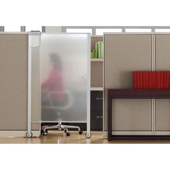 Quartet Premium Workstation Privacy Screen, 38&quot; W x 65&quot; H, Translucent Clear/Silver