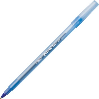 BIC Round Stic Xtra Life Ballpoint Pen Value Pack, Stick, Medium 1 mm, Blue Ink, Translucent Blue Barrel, 60/Box