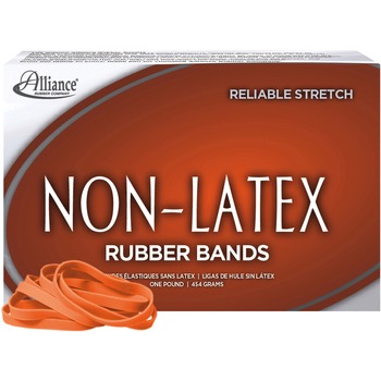 Alliance Rubber Company Non-Latex Rubber Bands, Sz. 64, Orange, 3 1/2 x 1/4, 380 Bands/1lb Box