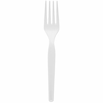 Dixie Forks, Medium Weight, Plastic, 6-1/8&quot; L, White, 100 Forks/Box