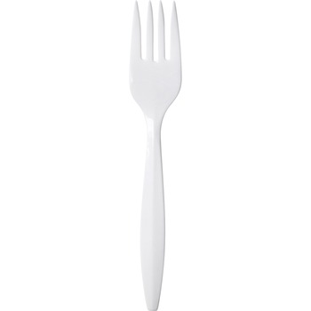 Dixie Medium-Weight Disposable Plastic Forks, White, 1,000/Carton