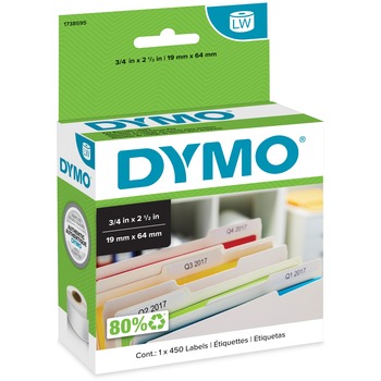 DYMO LabelWriter Bar Code Labels,3/4 in x 2-1/2 in, White, 450 Labels/Roll