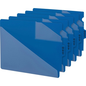 Smead Out Guides w/Diagonal-Cut Pockets, Poly, Letter, Blue, 50/Box