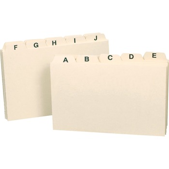 Smead Alpha Self-Tab Card Guides, 1/5 Tab, Manila, 3 in x 5 in, 25 Guides/Set, 12 Sets/Box