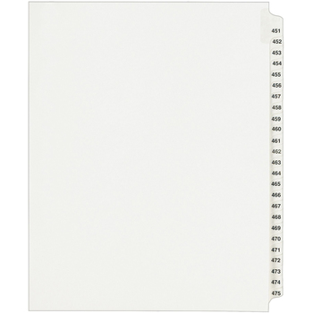 Avery Standard Collated Legal Dividers Style, Letter Size, Avery-Style, Side Tab Dividers, 451-475 Tab Set