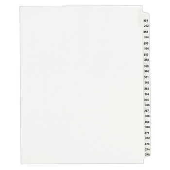 Avery Standard Collated Legal Dividers Style, Letter Size, Avery-Style, Side Tab Dividers, 351-375 Tab Set, CT