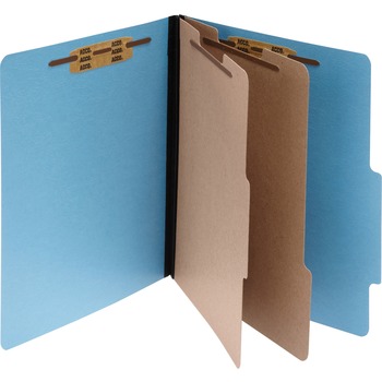 ACCO Presstex Colorlife Classification Folders, Letter, 6-Section, Light Blue, 10/Box