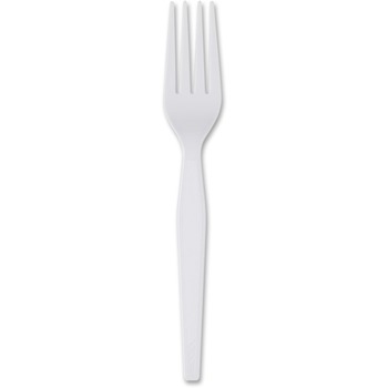 Dixie Forks, Heavy Weight, Plastic, 7-1/8&quot; L, White, 1000 Forks/Carton