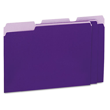 Universal Interior File Folders, 1/3-Cut Tabs: Assorted, Letter Size, 11-pt Stock, Violet, 100/Box