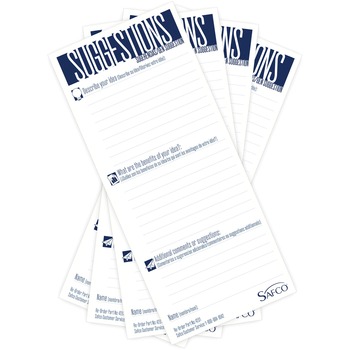Safco Suggestion Box Cards, 3.5&quot; x 8&quot;, White, 25 Cards/Pack