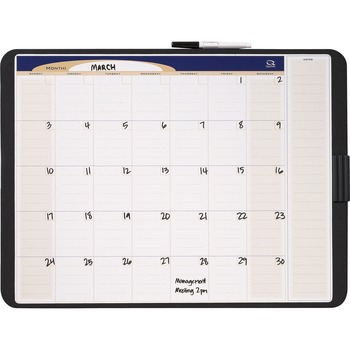 Quartet Tack &amp; Write Monthly Calendar Board, 23 x 17, White Surface, Black Frame