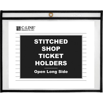 C-Line Shop Ticket Holders, Stitched, Both Sides Clear, 75&quot;, 12 x 9, 25/BX
