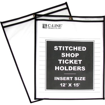 C-Line Shop Ticket Holders, Stitched, Both Sides Clear, 75&quot;, 12 x 15, 25/BX
