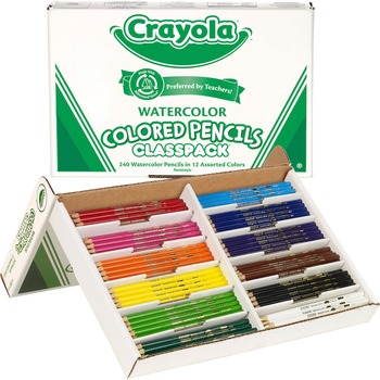 Crayola Watercolor Pencils Classpack, 12 Colors, 240/BX