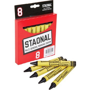 Crayola Staonal #2 Waterproof General Marking Crayon, Black, 8/Box