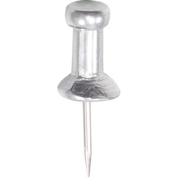 GEM Aluminum Head Push Pins, Aluminum, Silver, 3/8&quot;, 100/Box