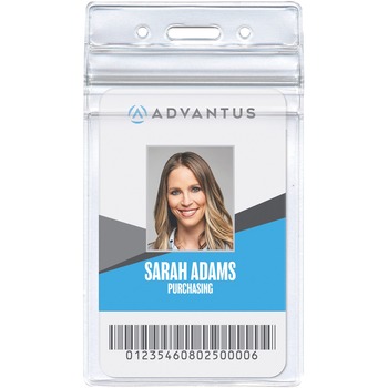Advantus Resealable ID Badge Holder, Vertical, 2 5/8 x 3 3/4, Clear, 50/Pack
