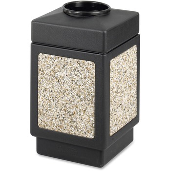 Safco Mayline Canmeleon Top-Open Receptacle, Square, Aggregate/Polyethylene, 38gal, Black