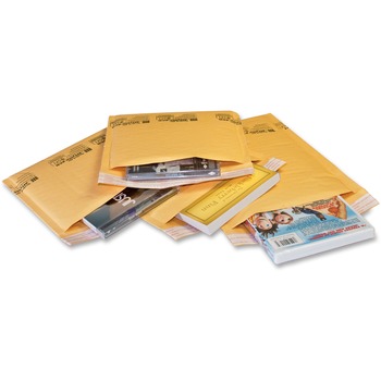 W.B. Mason Co. Jiffylite Self-Seal Bubble Lined Mailers, #00, 5 in x 10 in, Side Seam, Golden Brown, 250/Carton