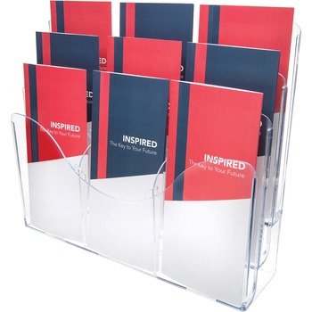 deflecto 3-Tier Document Organizer, 6 Removable Dividers, 13.375&quot; x 11.5&quot; x 3.5&quot;, Clear