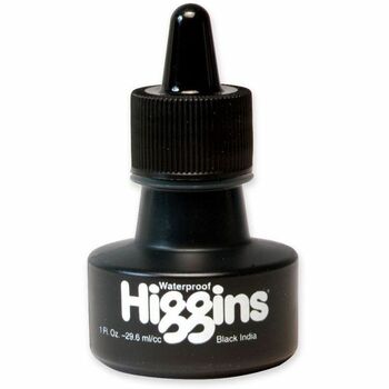 Higgins Waterproof Pigmented Drawing Ink, Black, 1oz Bottle