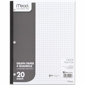 Mead Graph Paper, Quadrille (4 sq/in), 8 1/2 x 11, White, 20 Sheets/Pad, 12 Pads/Pack