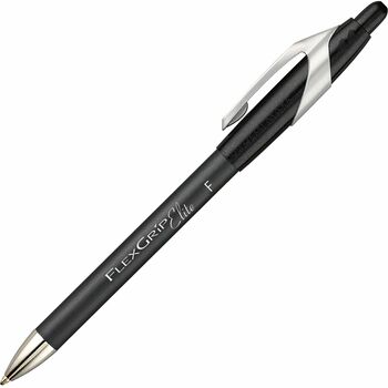 Paper Mate FlexGrip Elite Ballpoint Retractable Pen, Black Ink, Fine, Dozen