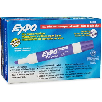 EXPO Low-Odor Dry-Erase Marker, Broad Chisel Tip, Purple, Dozen